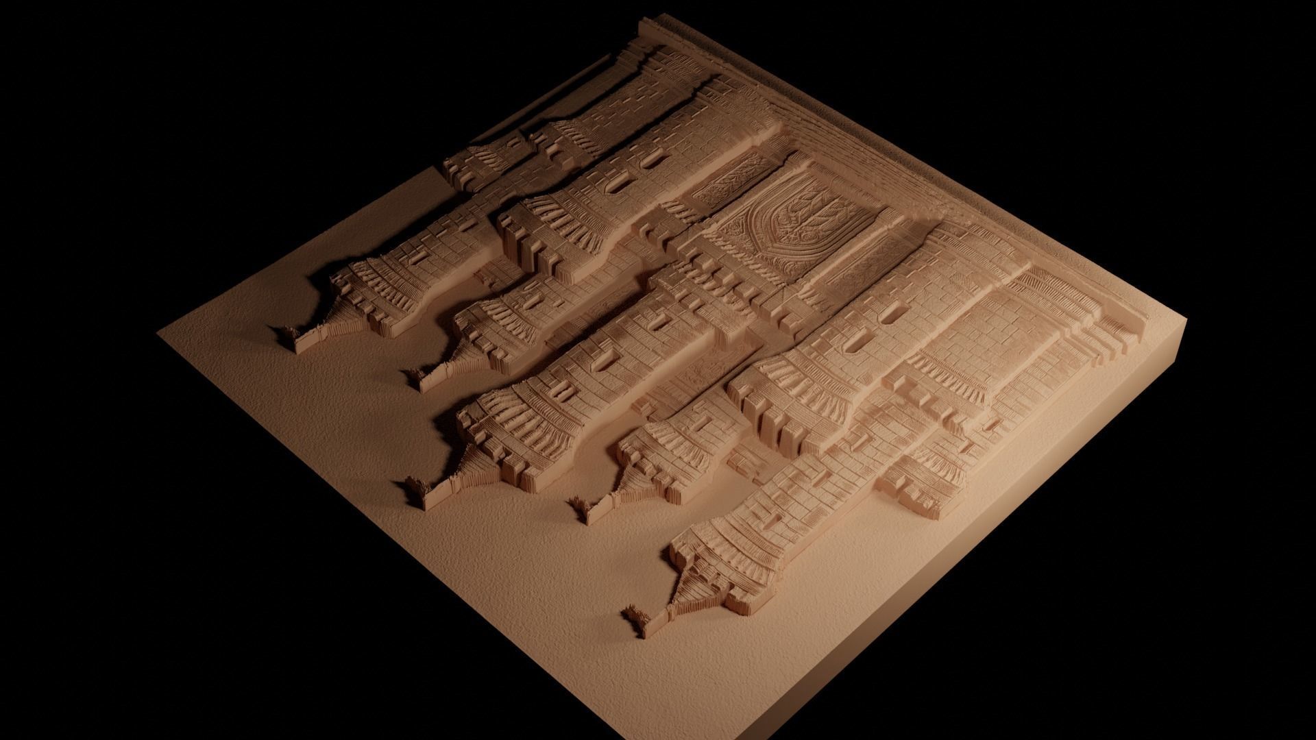 Castle Fortress CNC 3d Print High Relief Sand Casting 3D print model_4