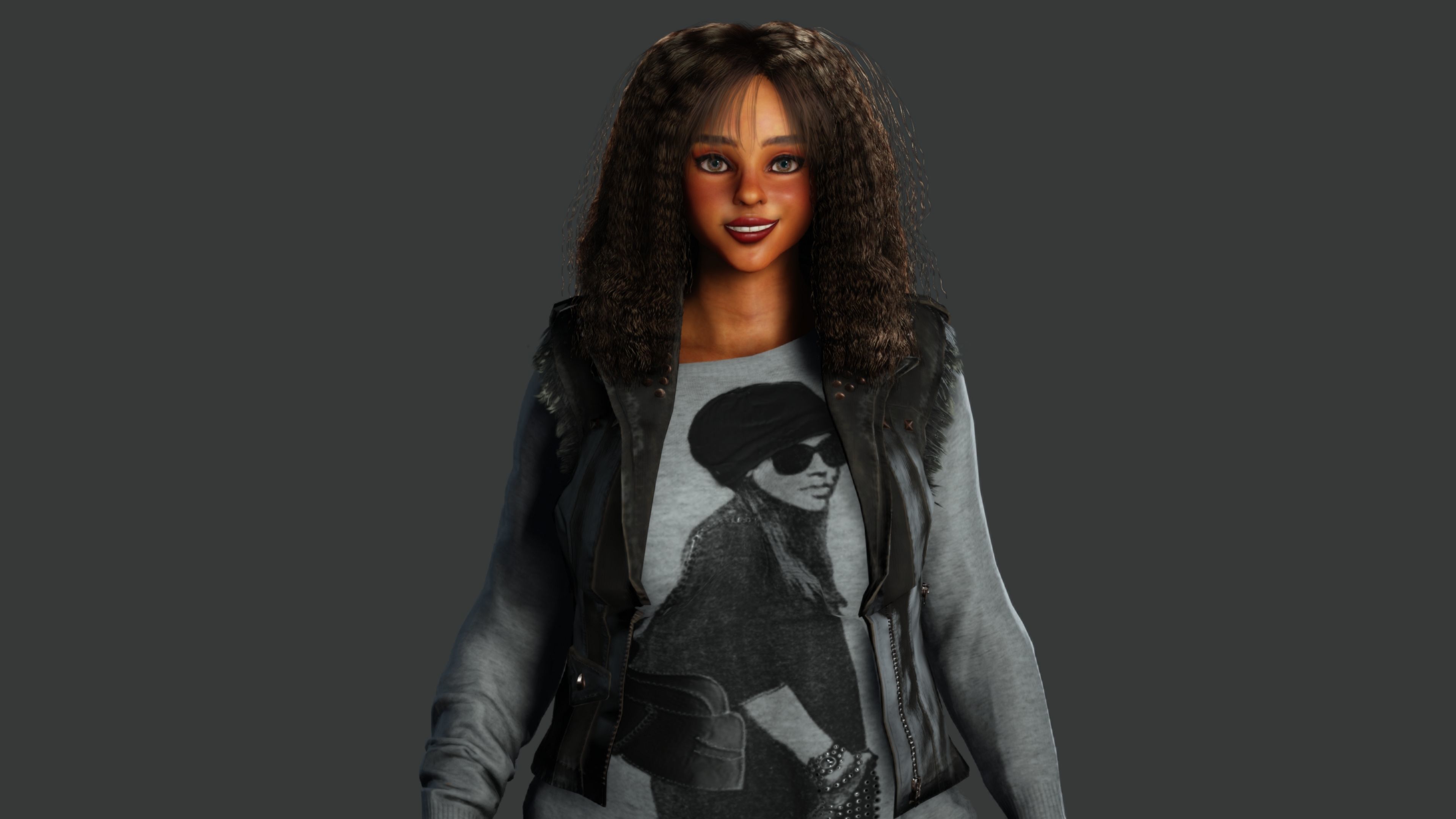 AAA 3D REALISTIC CHARACTER - AFRICAN GIRL STREET STYLE GTA Low-poly 3D model_11