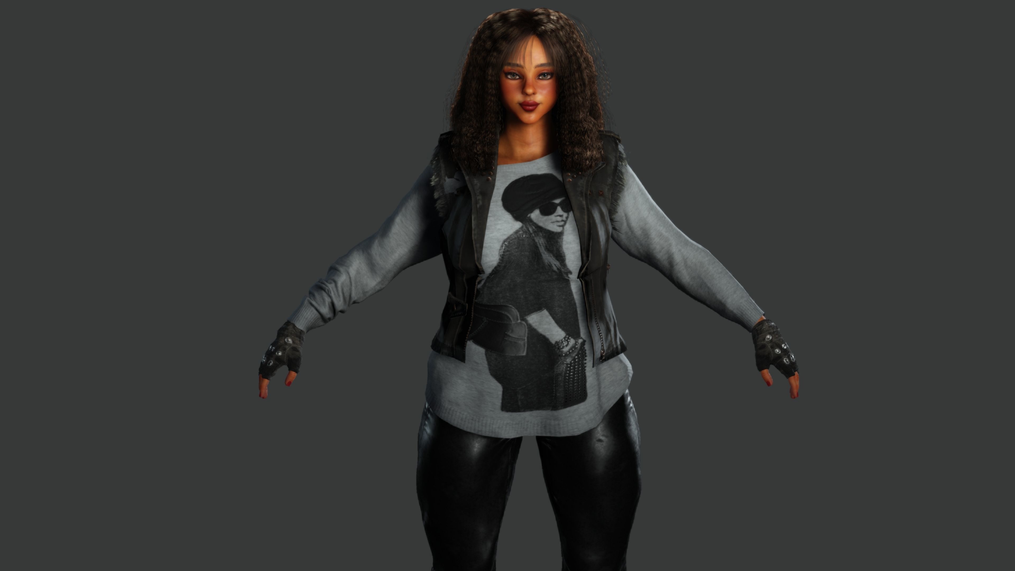 AAA 3D REALISTIC CHARACTER - AFRICAN GIRL STREET STYLE GTA Low-poly 3D model_4