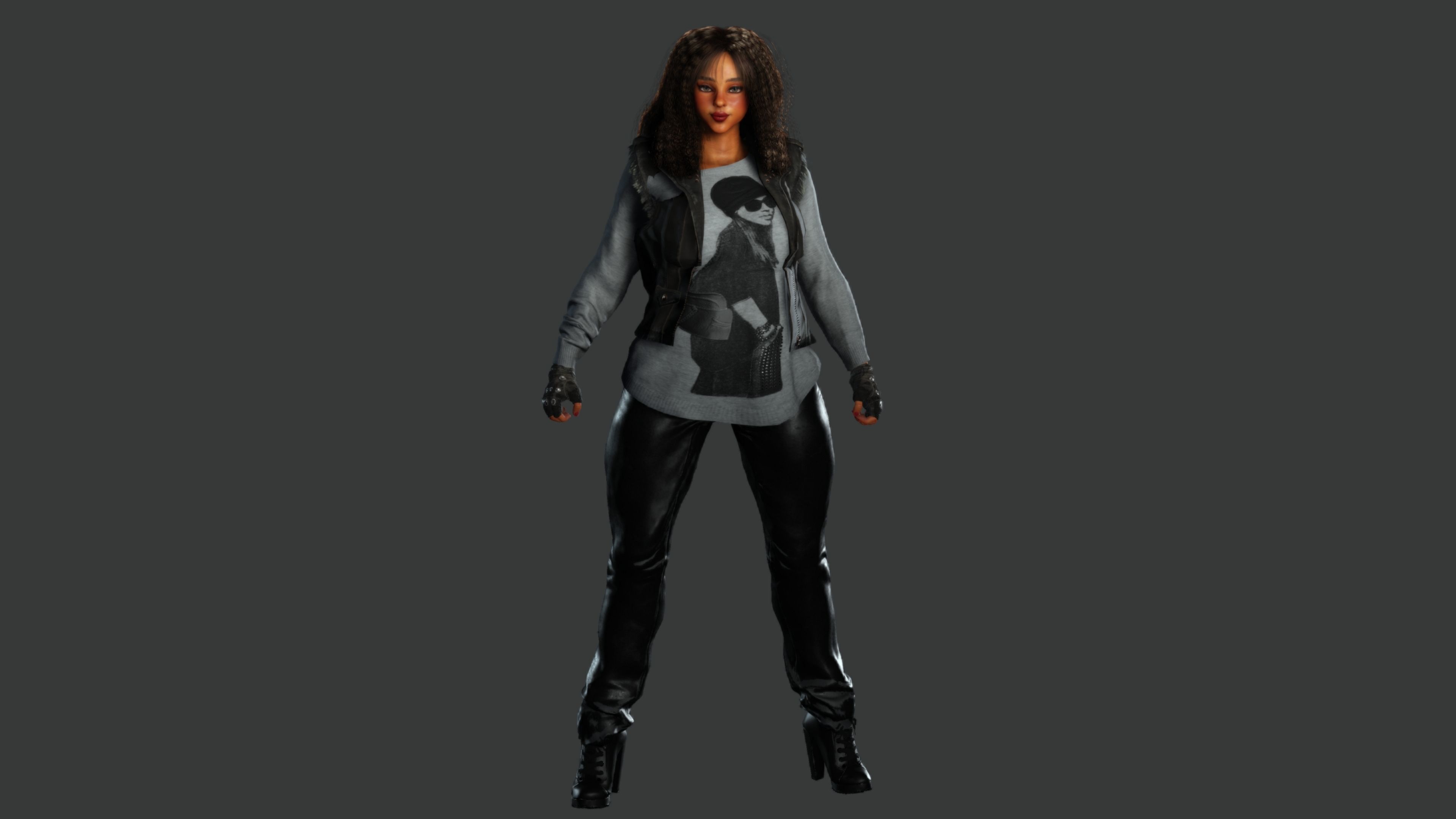 AAA 3D REALISTIC CHARACTER - AFRICAN GIRL STREET STYLE GTA Low-poly 3D model_13
