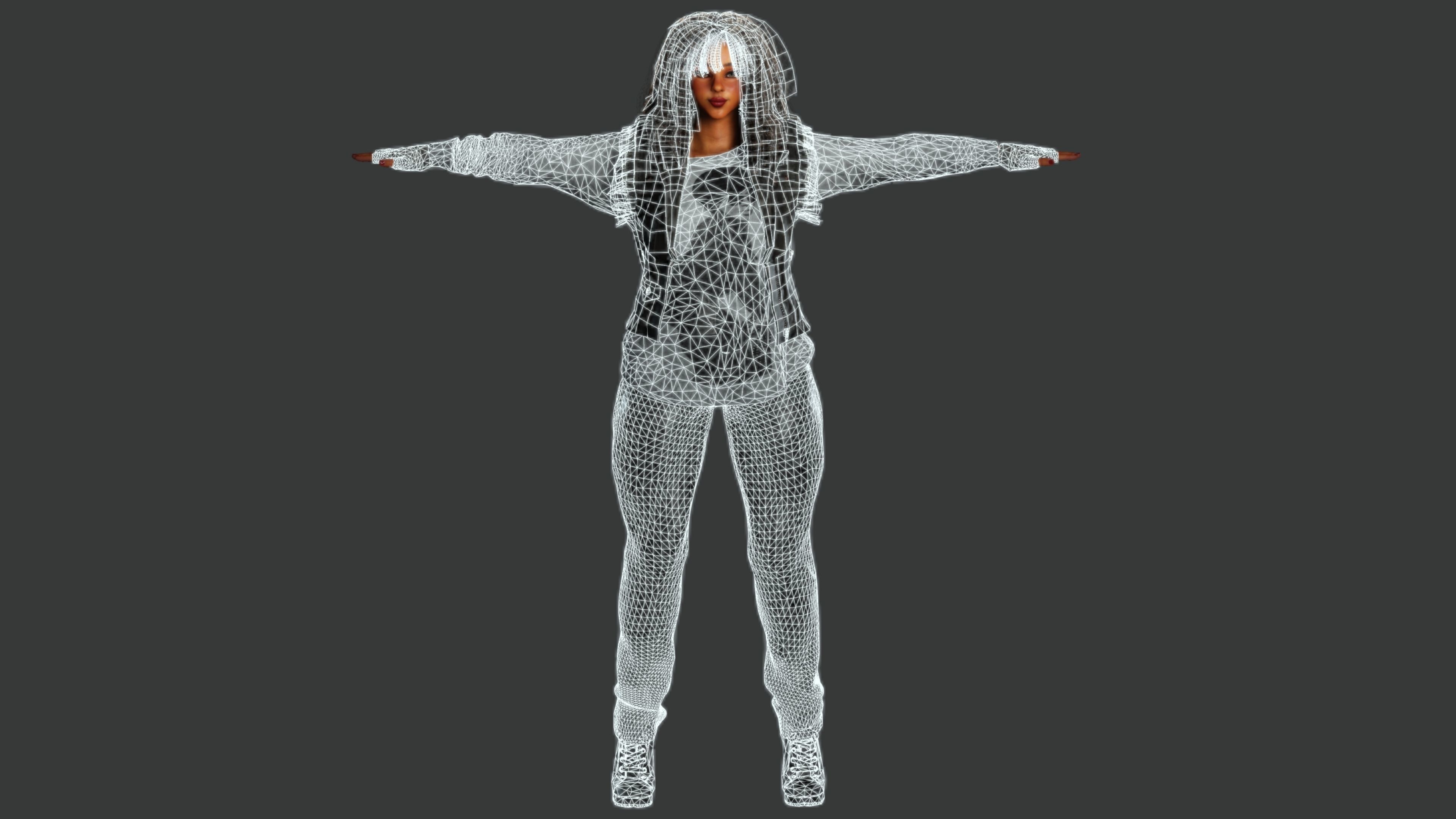 AAA 3D REALISTIC CHARACTER - AFRICAN GIRL STREET STYLE GTA Low-poly 3D model_15