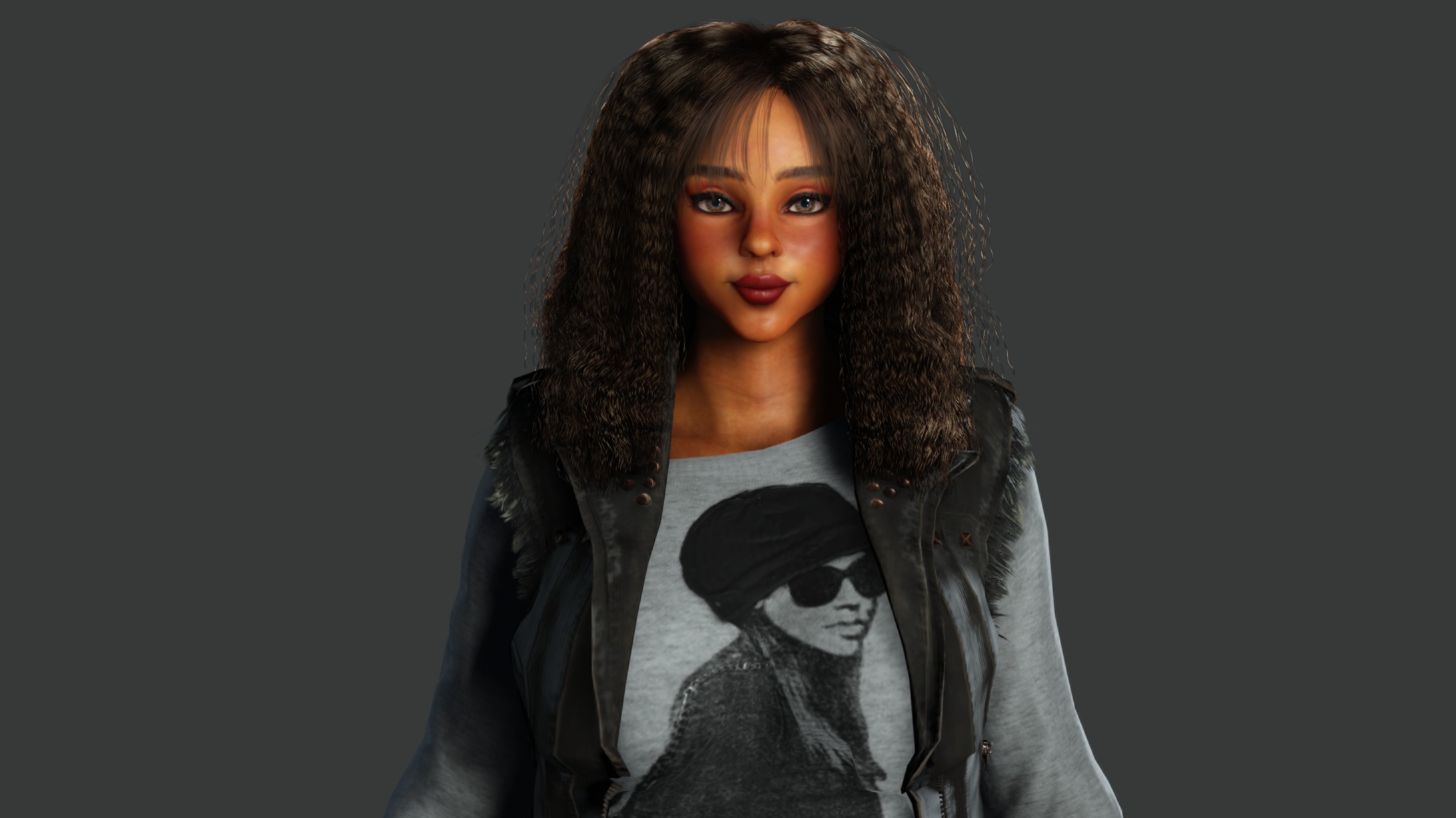 AAA 3D REALISTIC CHARACTER - AFRICAN GIRL STREET STYLE GTA Low-poly 3D model_7