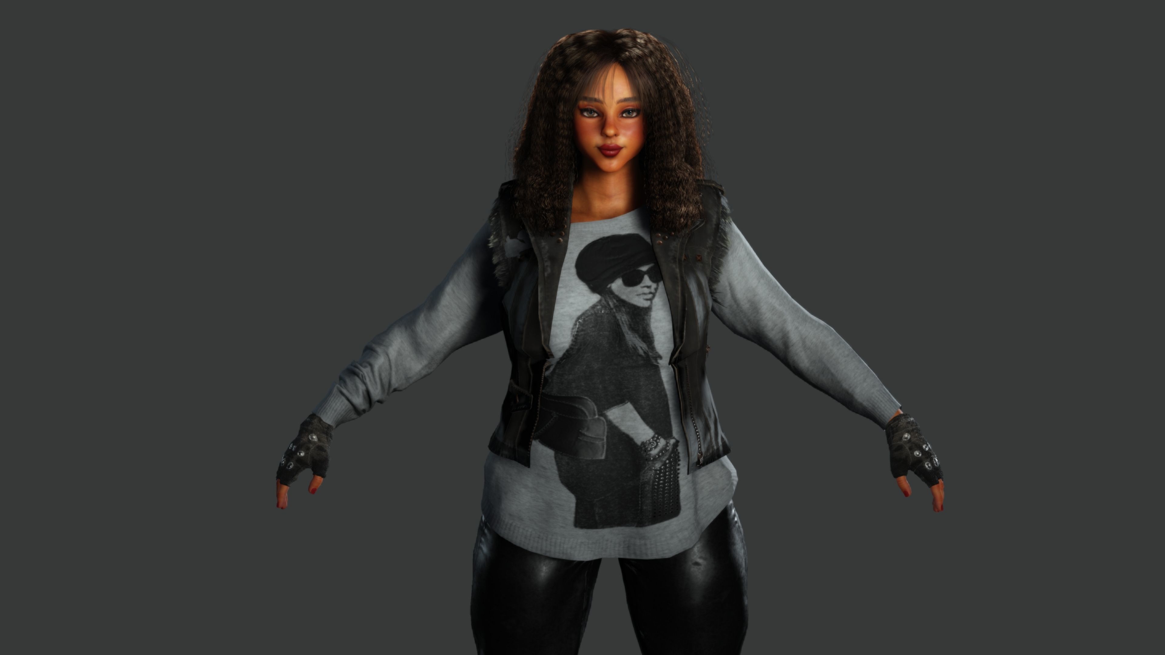 AAA 3D REALISTIC CHARACTER - AFRICAN GIRL STREET STYLE GTA Low-poly 3D model_5