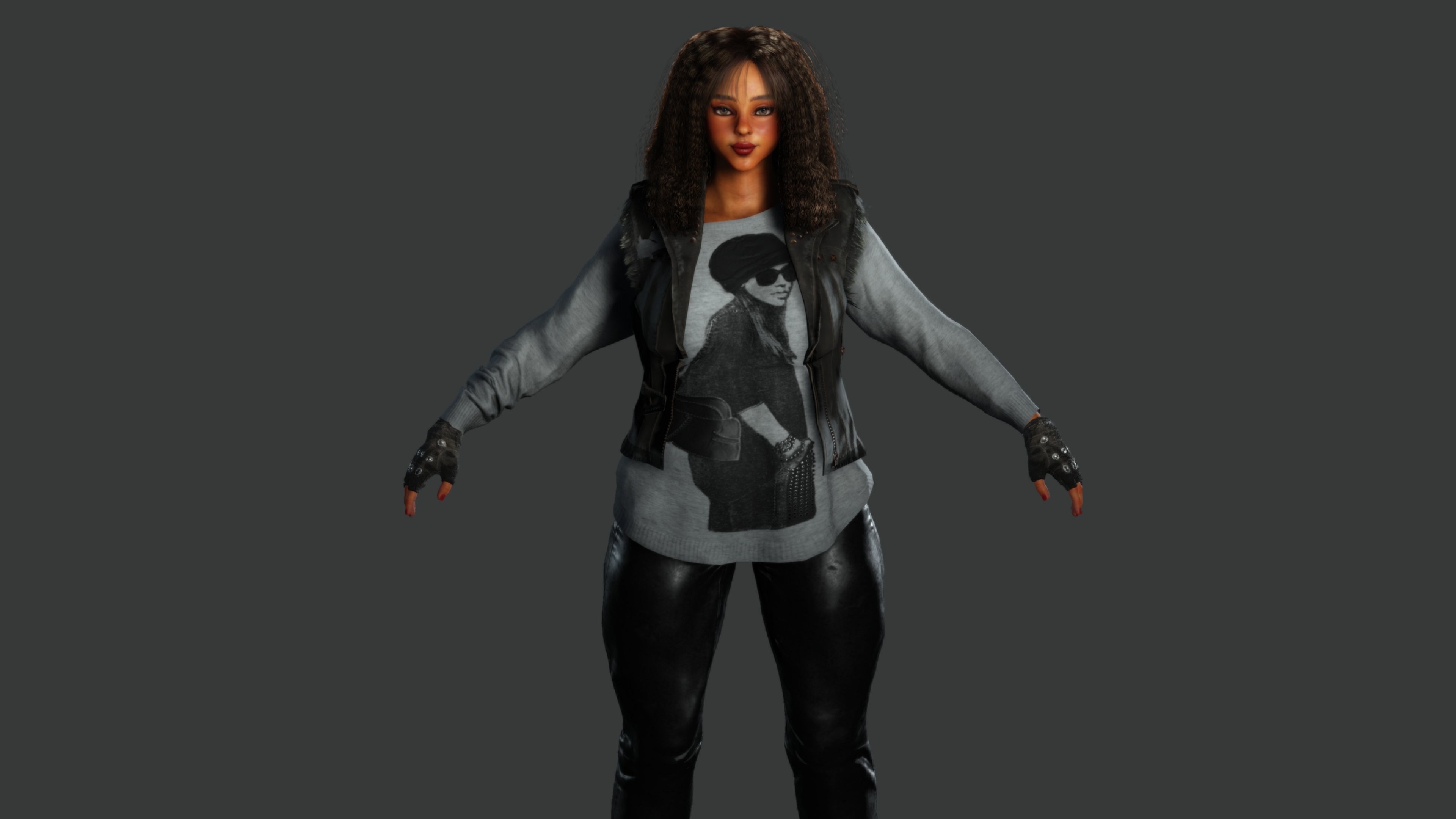 AAA 3D REALISTIC CHARACTER - AFRICAN GIRL STREET STYLE GTA Low-poly 3D model_3