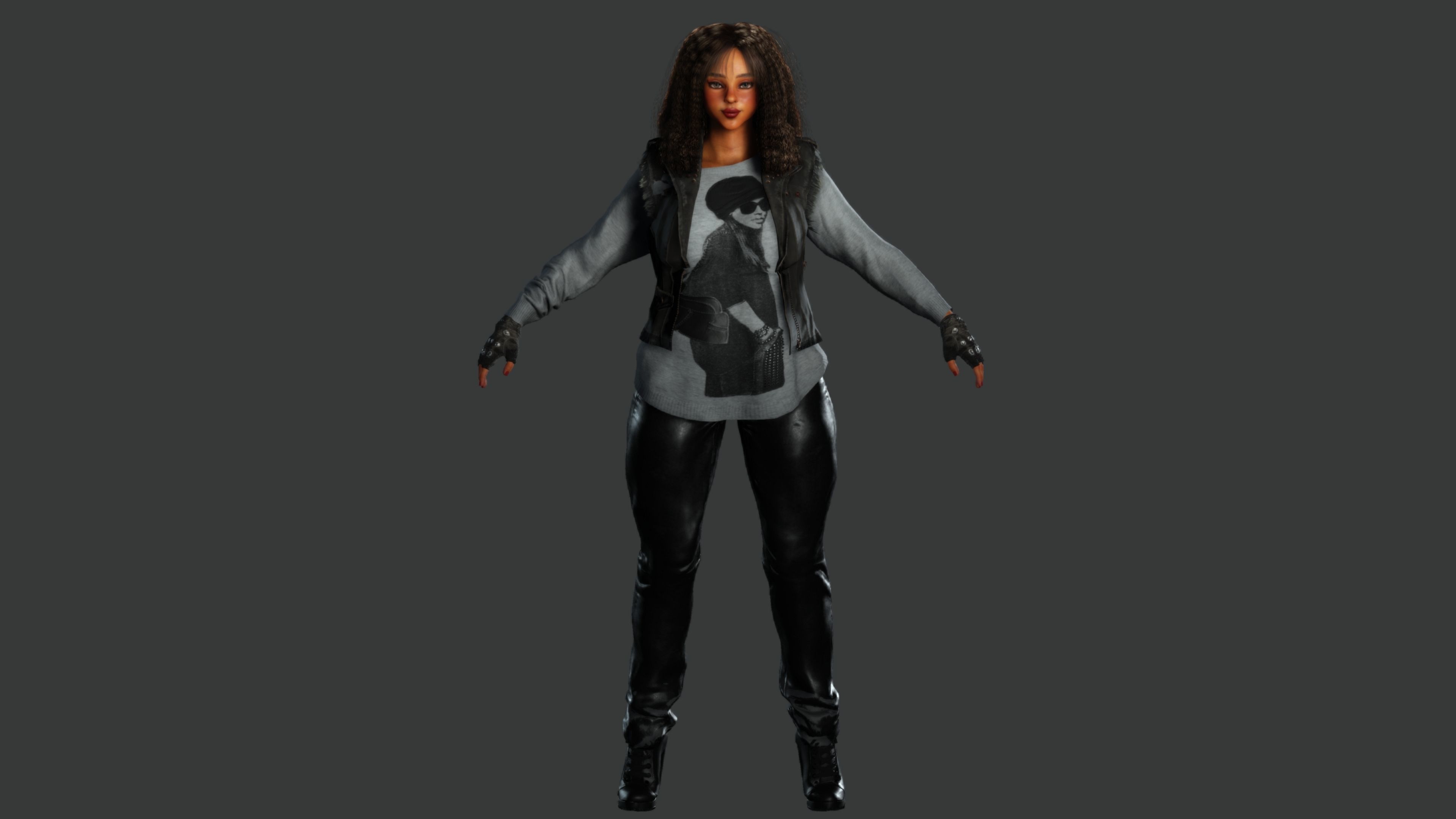 AAA 3D REALISTIC CHARACTER - AFRICAN GIRL STREET STYLE GTA Low-poly 3D model_1