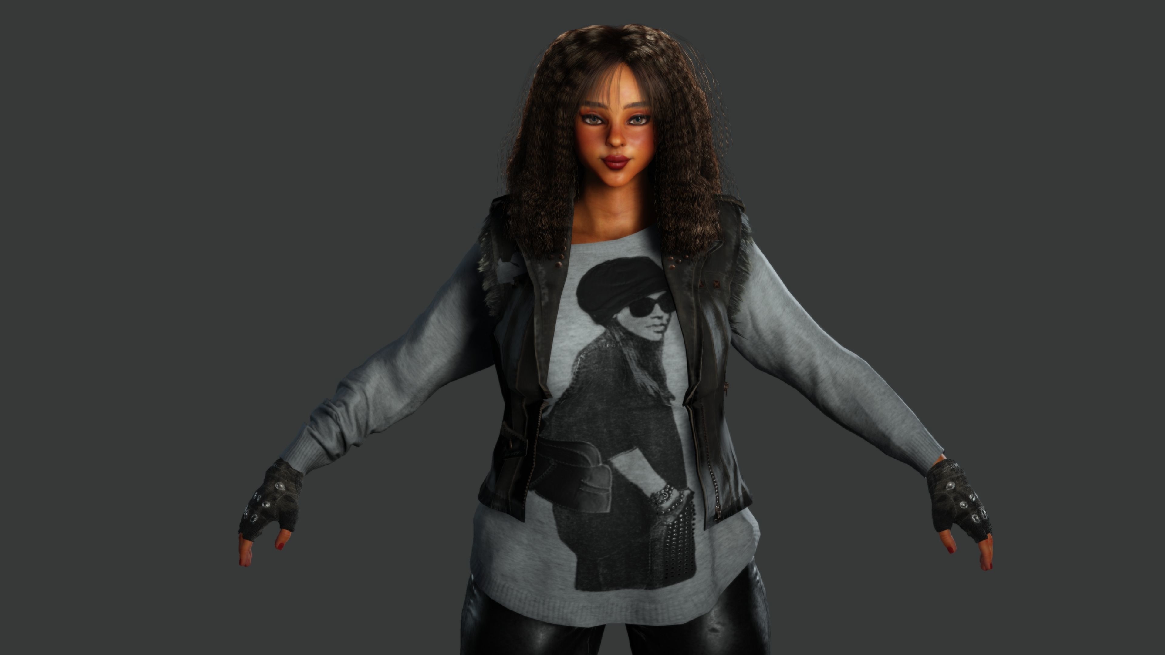 AAA 3D REALISTIC CHARACTER - AFRICAN GIRL STREET STYLE GTA Low-poly 3D model_6