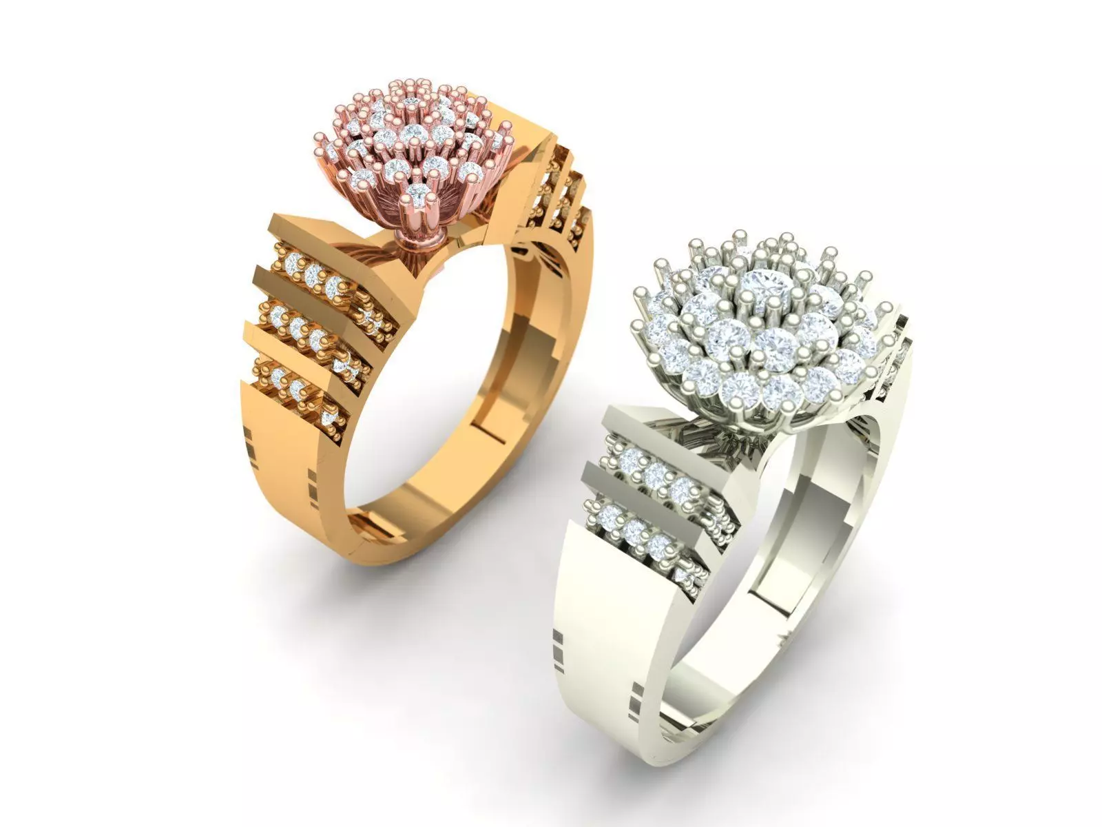 Womens Two piece solitaire ring 3D print model_0