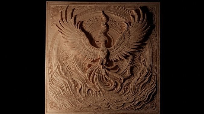 Burning Phoenix CNC 3d Print High Relief Sand Casting 3D print model