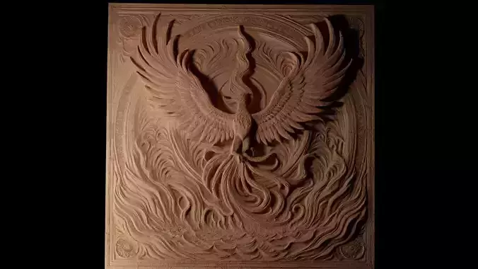 Burning Phoenix CNC 3d Print High Relief Sand Casting 3D print model