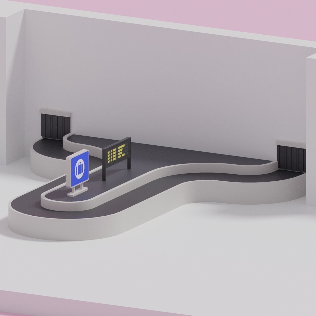 Airport Baggage Carousel Conveyor 3D model_8
