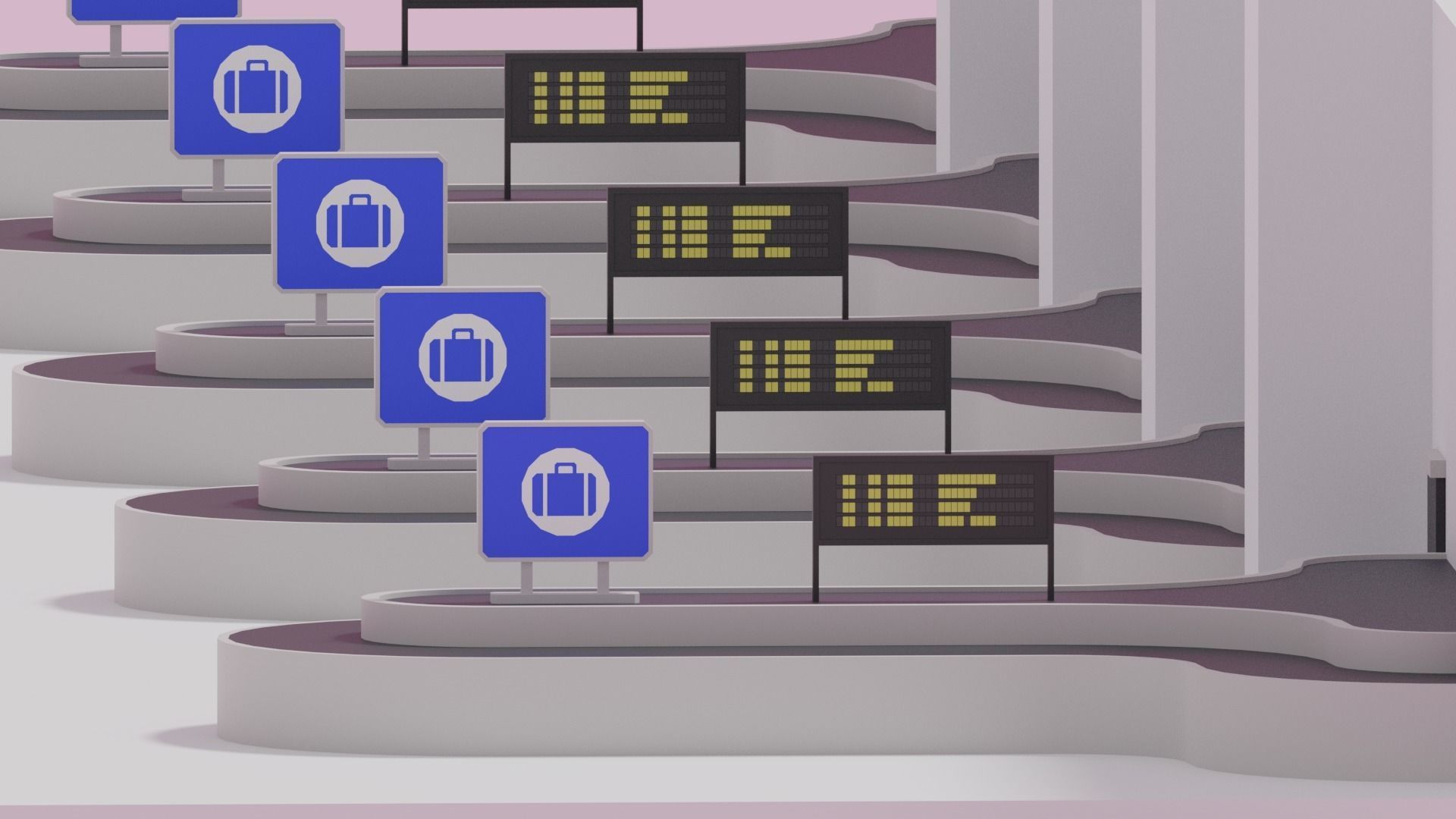 Airport Baggage Carousel Conveyor 3D model_5