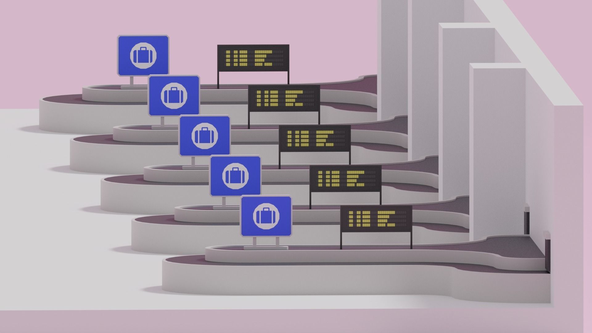 Airport Baggage Carousel Conveyor 3D model_6