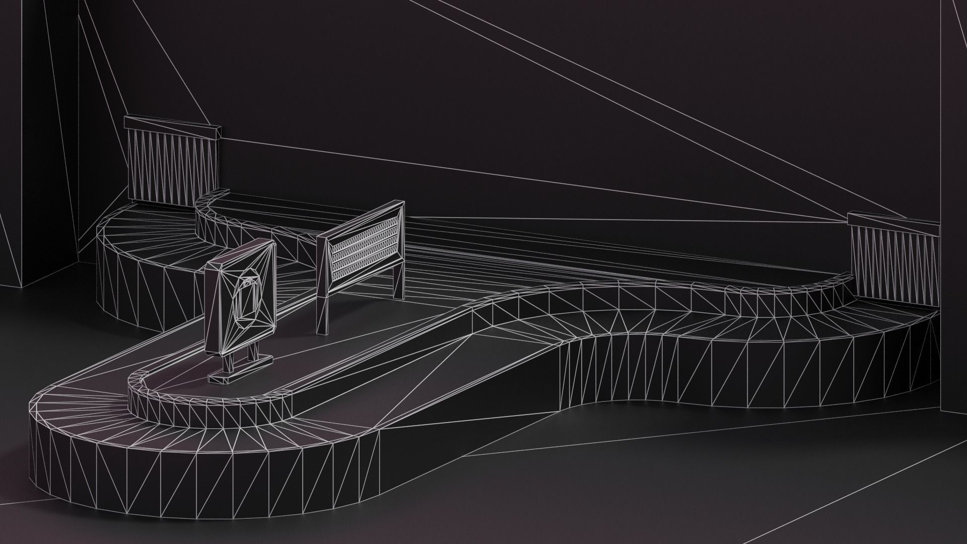 Airport Baggage Carousel Conveyor 3D model_9
