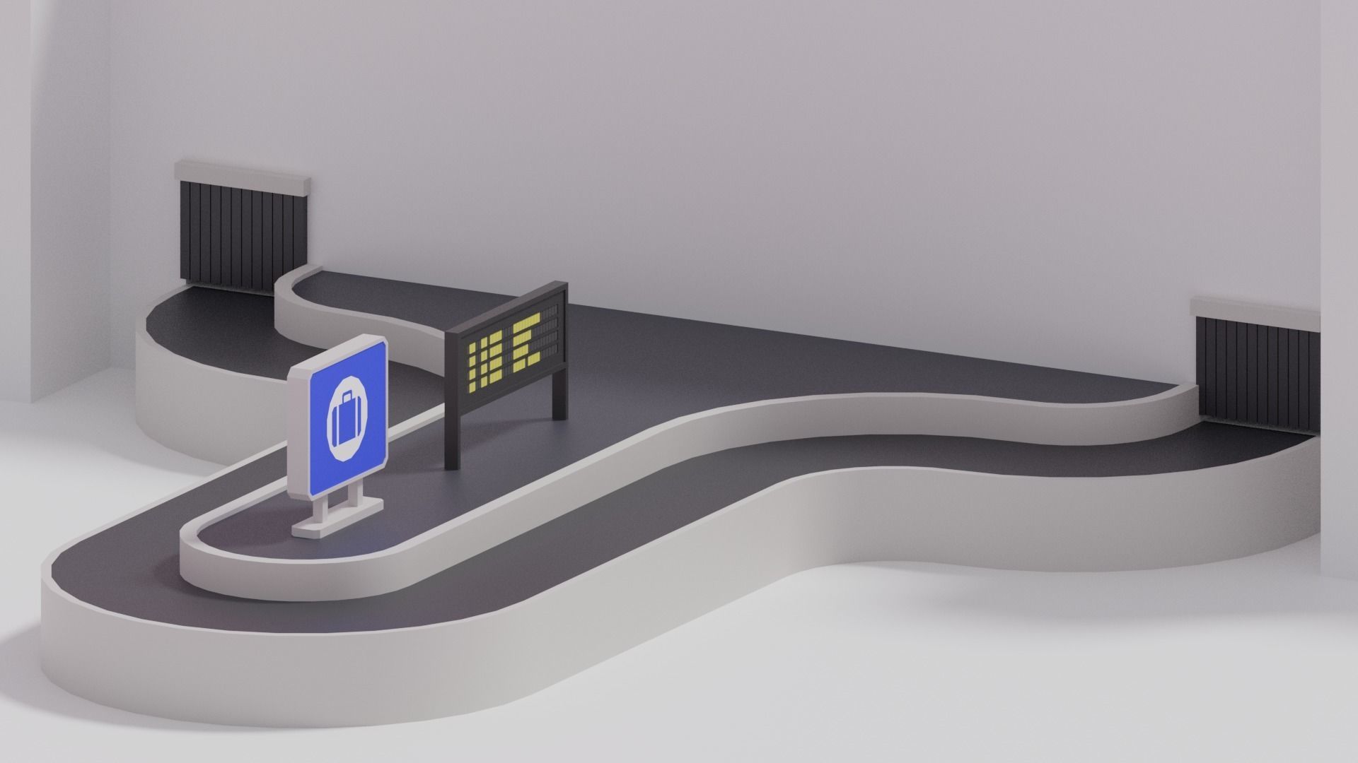Airport Baggage Carousel Conveyor 3D model_3