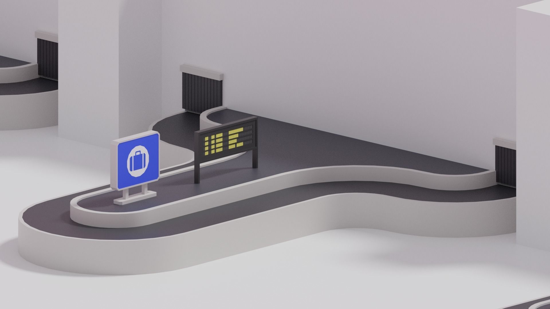 Airport Baggage Carousel Conveyor 3D model_1