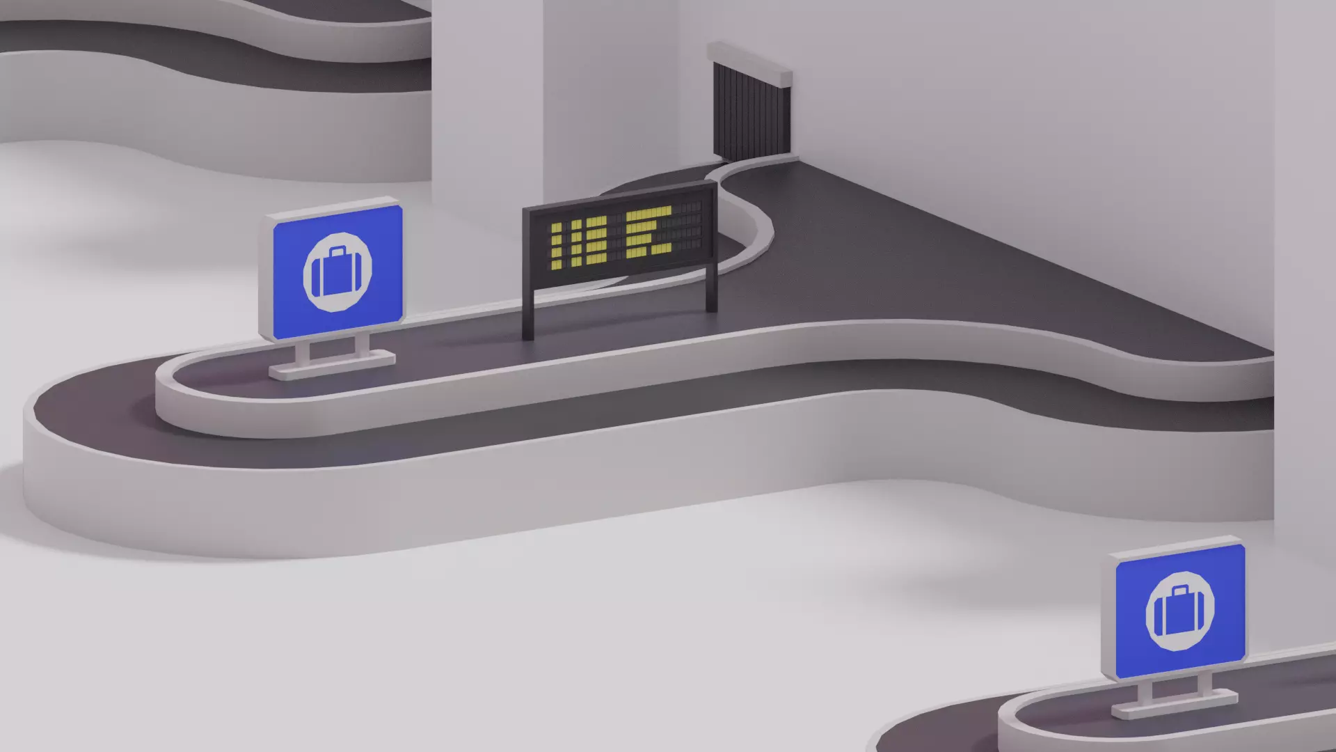 Airport Baggage Carousel Conveyor 3D model_0