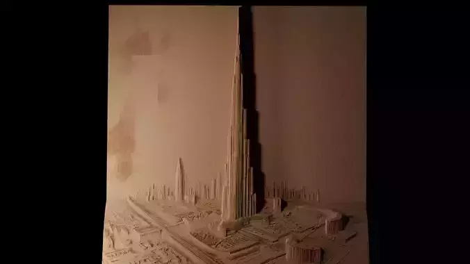 Burj Khalifa CNC 3d Print High Relief Sand Casting 3D print model