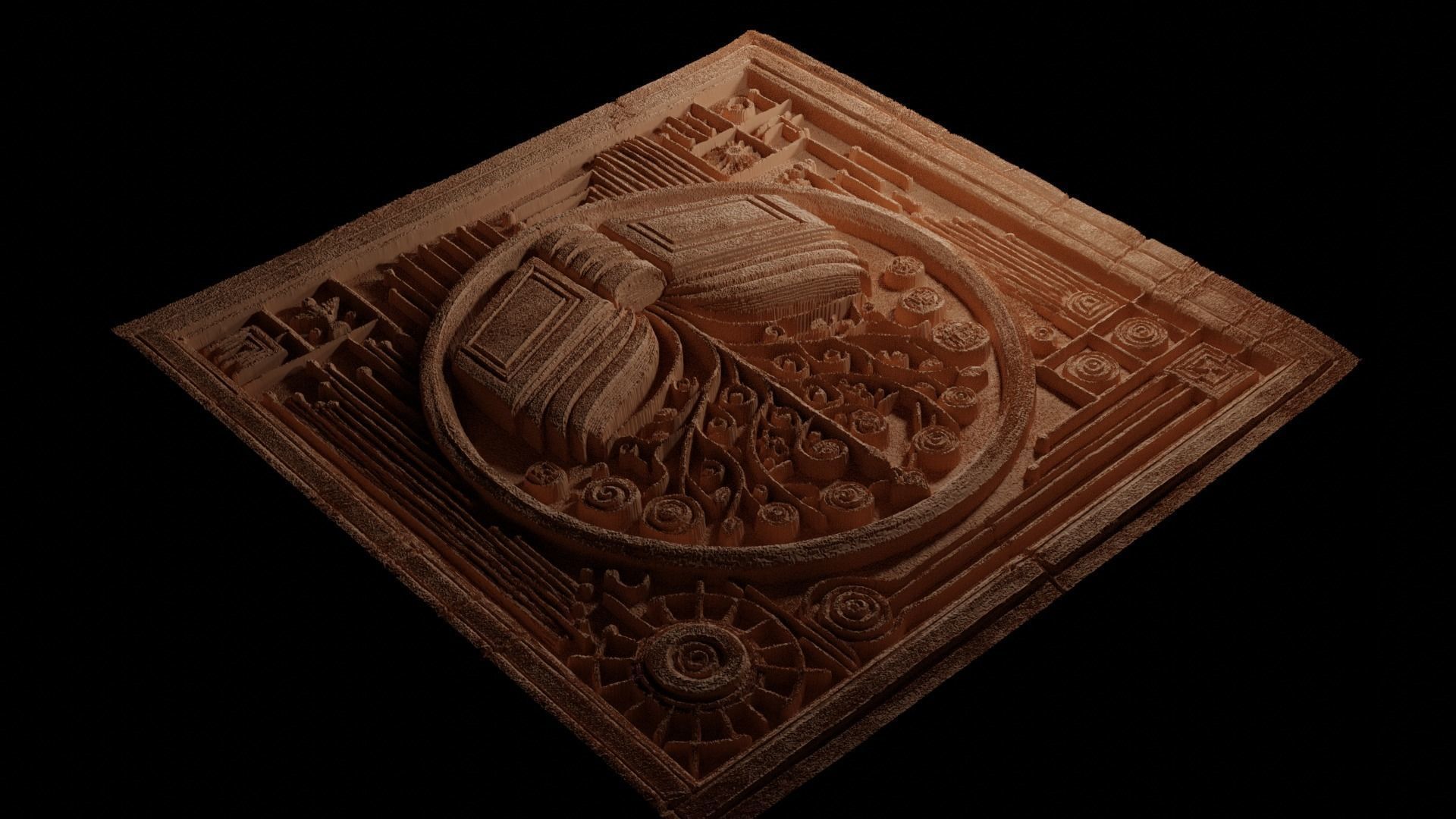 Book of Knowledge CNC 3d Print High Relief Sand Casting 3D print model_3