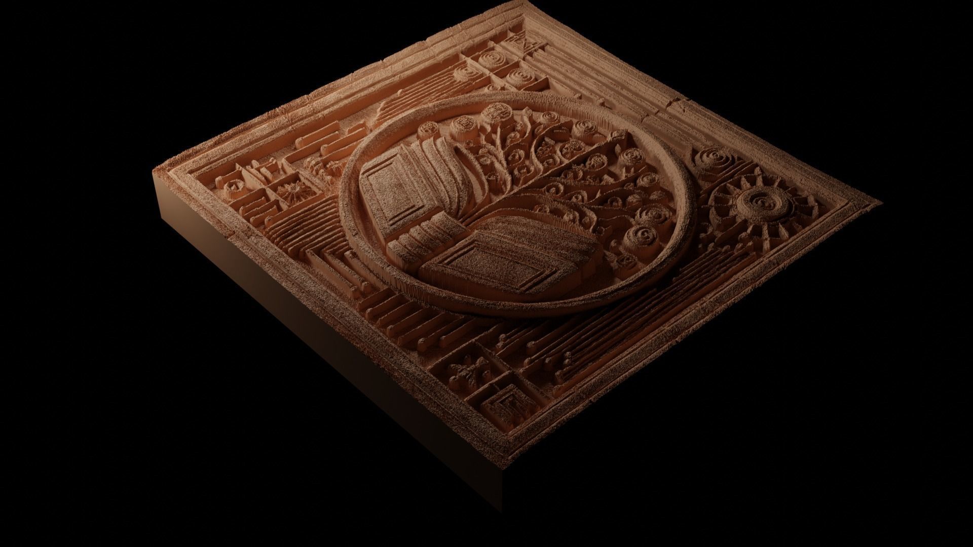 Book of Knowledge CNC 3d Print High Relief Sand Casting 3D print model_1