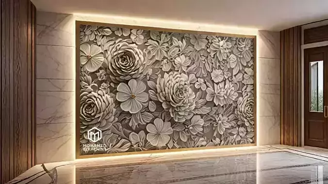 modern panel wall decor set relief stl mural CNC 307