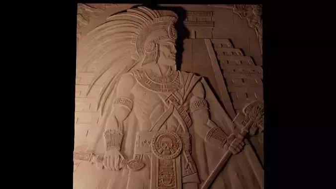 Aztec Warrior CNC 3d Print High Relief Sand Casting