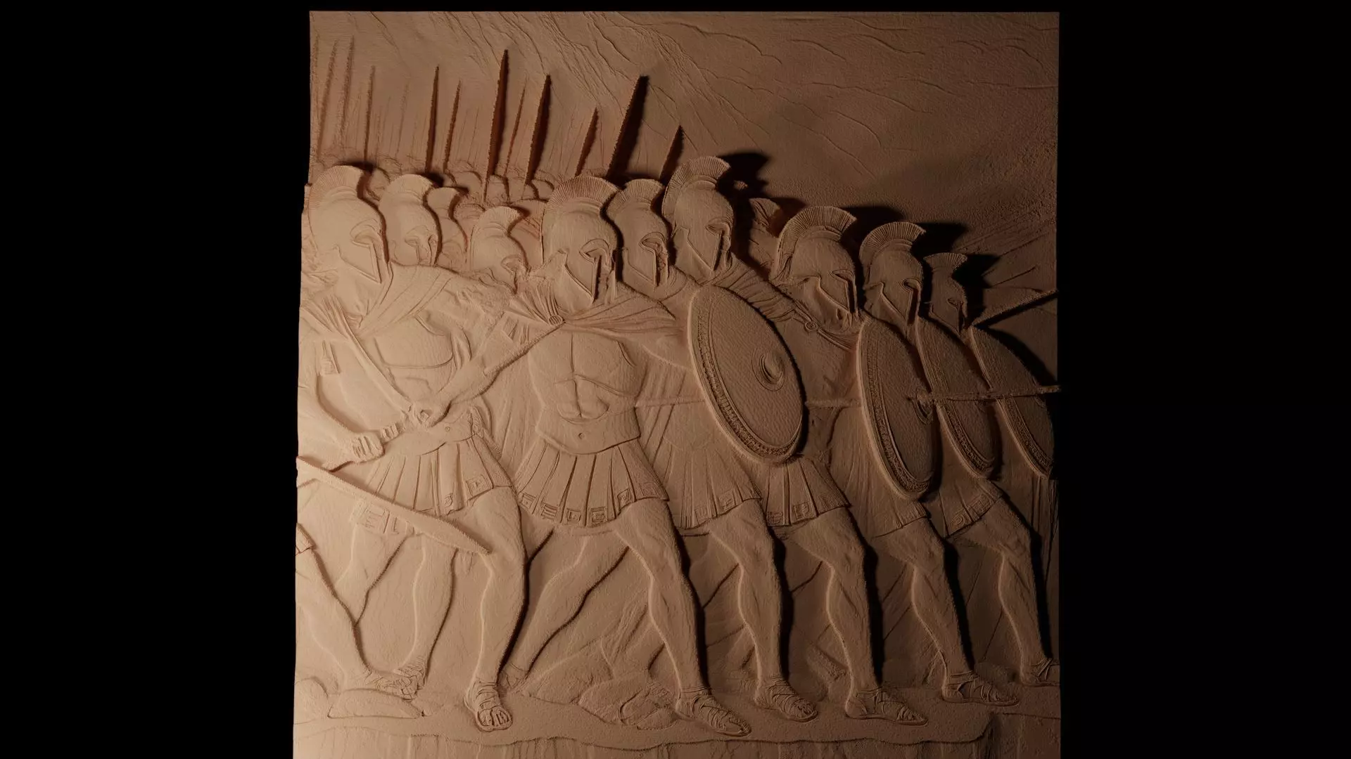 Army Marching CNC 3d Print High Relief Sand Casting 3D print model_0