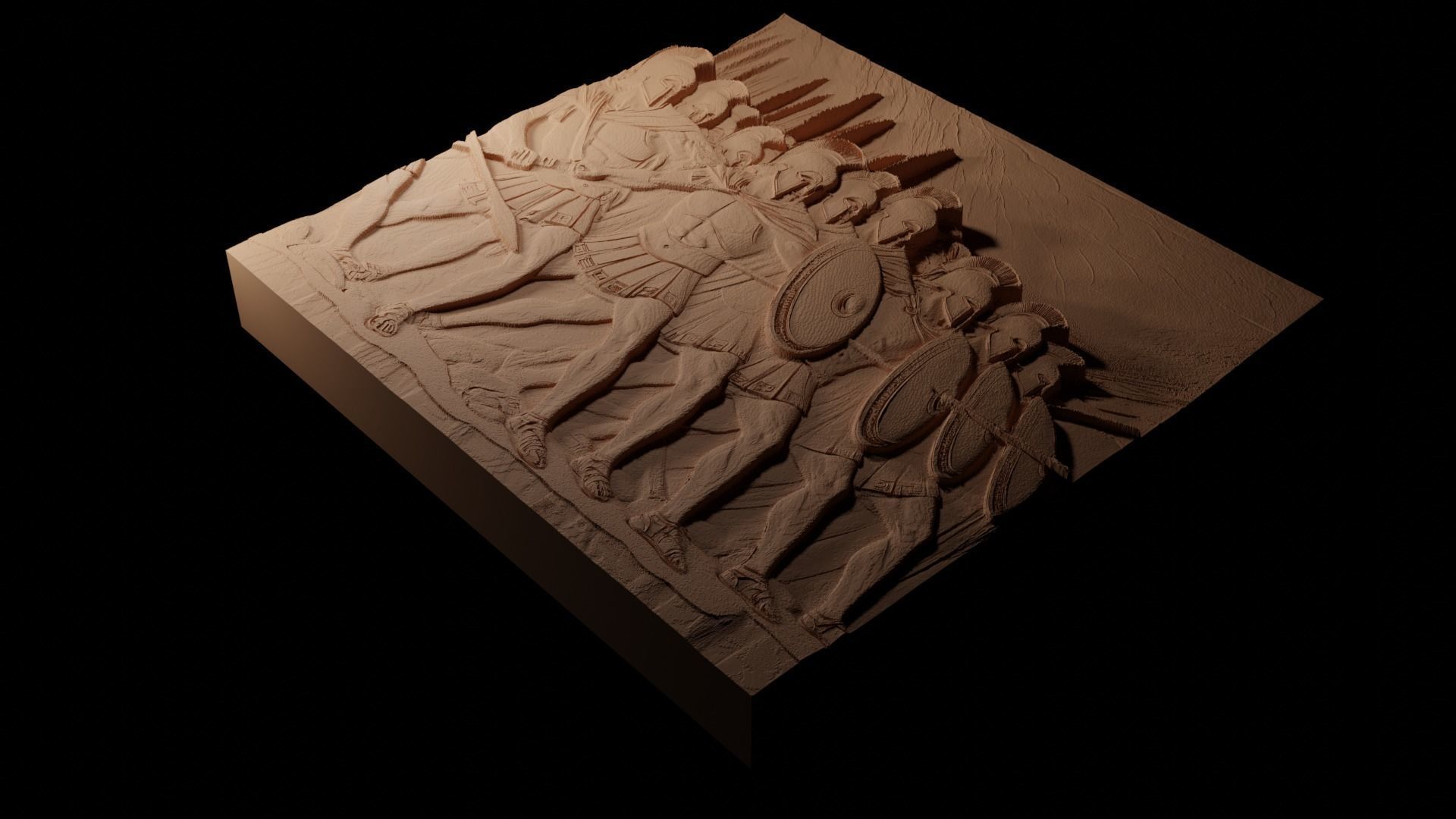 Army Marching CNC 3d Print High Relief Sand Casting 3D print model_1
