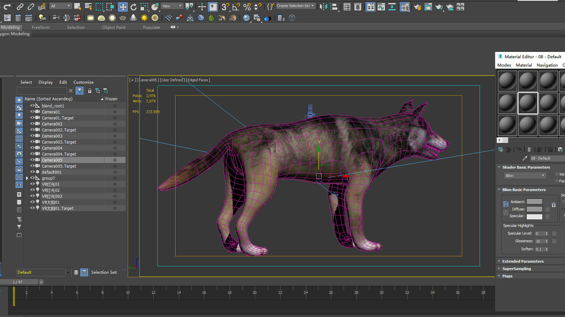 wolf animal low poly fur black arctic american mammal  3D model_5