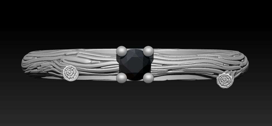 A RING IN THE FORM OF A BRANCH WITH A STONE Printable Model 3D print model_2