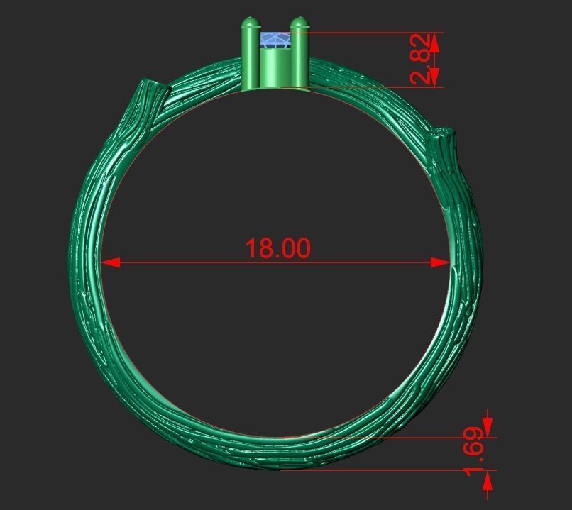 A RING IN THE FORM OF A BRANCH WITH A STONE Printable Model 3D print model_10