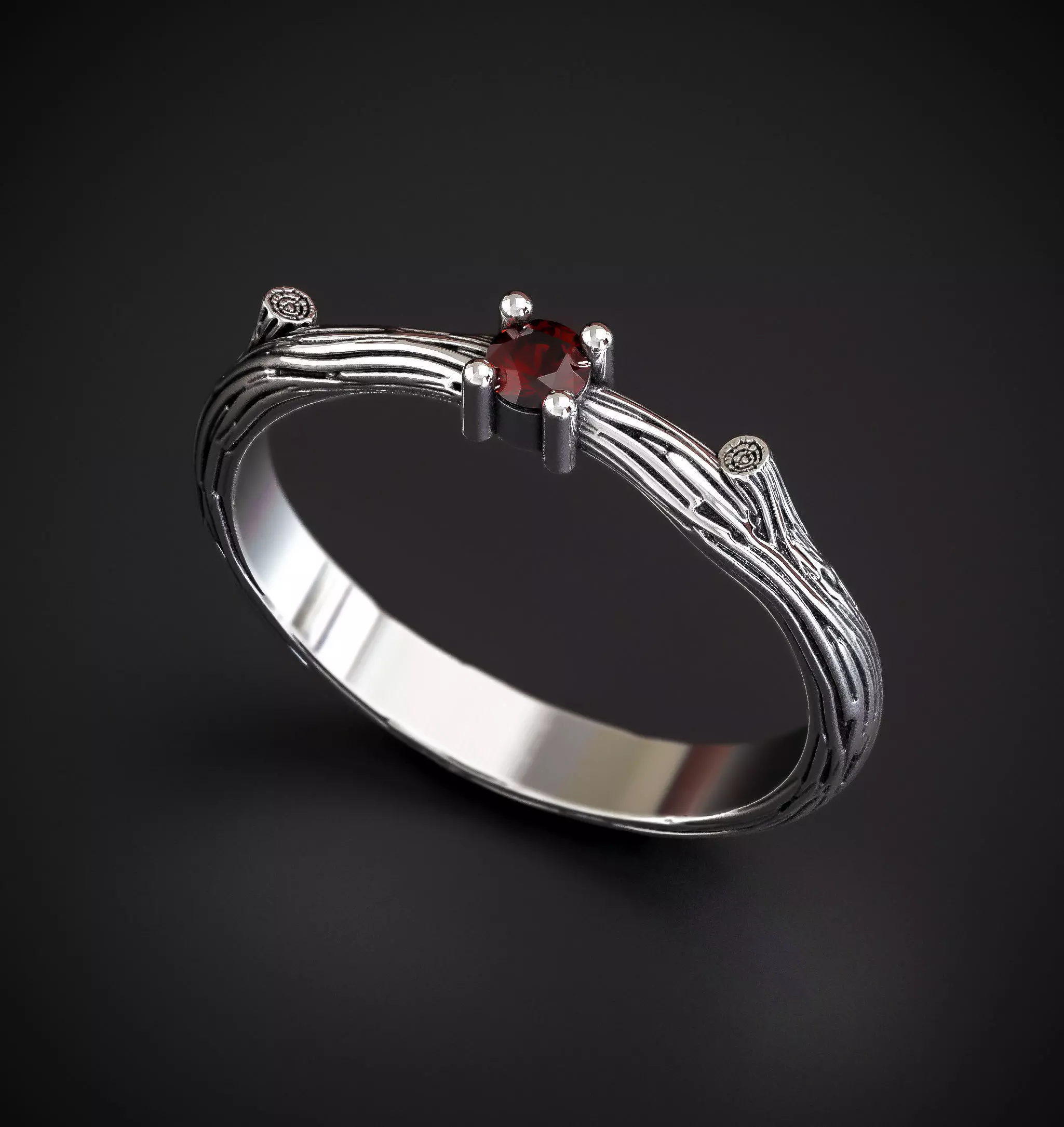 A RING IN THE FORM OF A BRANCH WITH A STONE Printable Model 3D print model_0