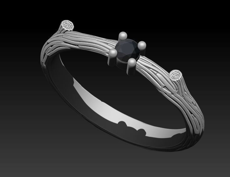 A RING IN THE FORM OF A BRANCH WITH A STONE Printable Model 3D print model_7
