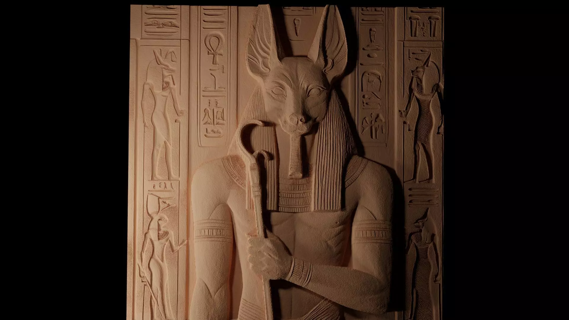 Anubis CNC 3d Print High Relief Sand Casting 3D print model_0