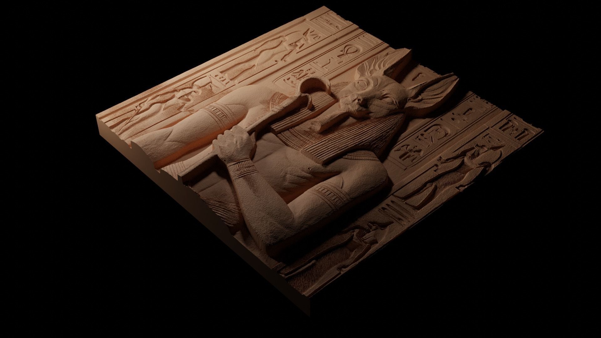 Anubis CNC 3d Print High Relief Sand Casting 3D print model_1