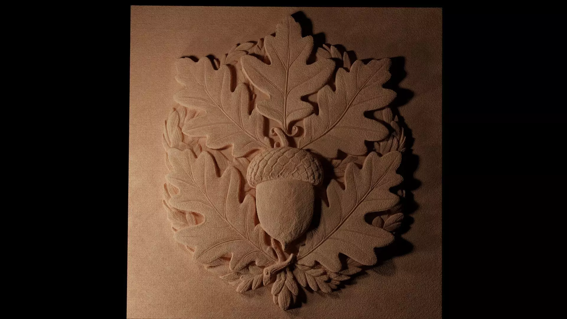 Acorns On Leaves CNC 3d Print High Relief SandCasting 3D print model_0