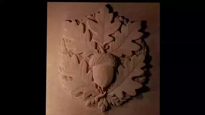 Acorns On Leaves CNC 3d Print High Relief SandCasting 3D print model