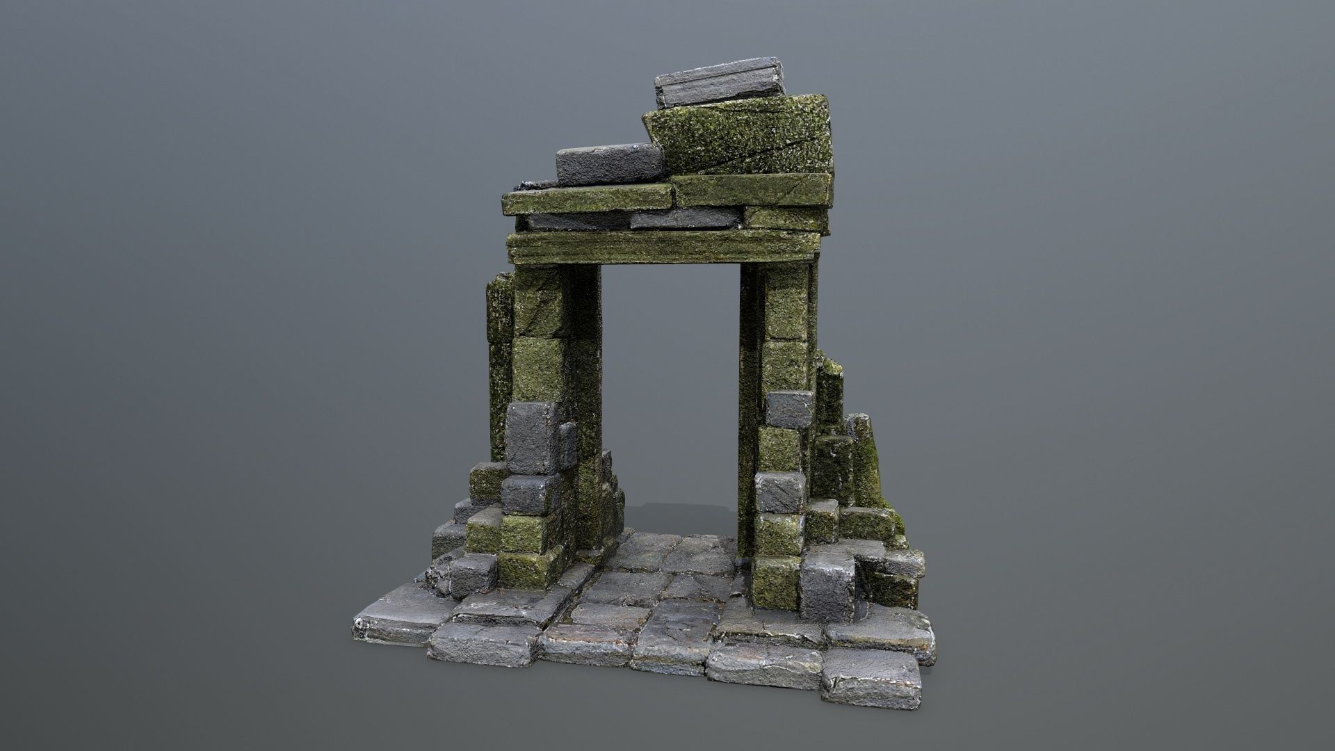 Ruin Gate Low-poly 3D model_10