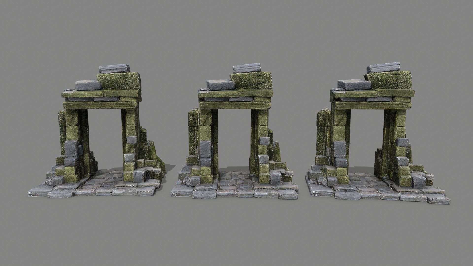 Ruin Gate Low-poly 3D model_11