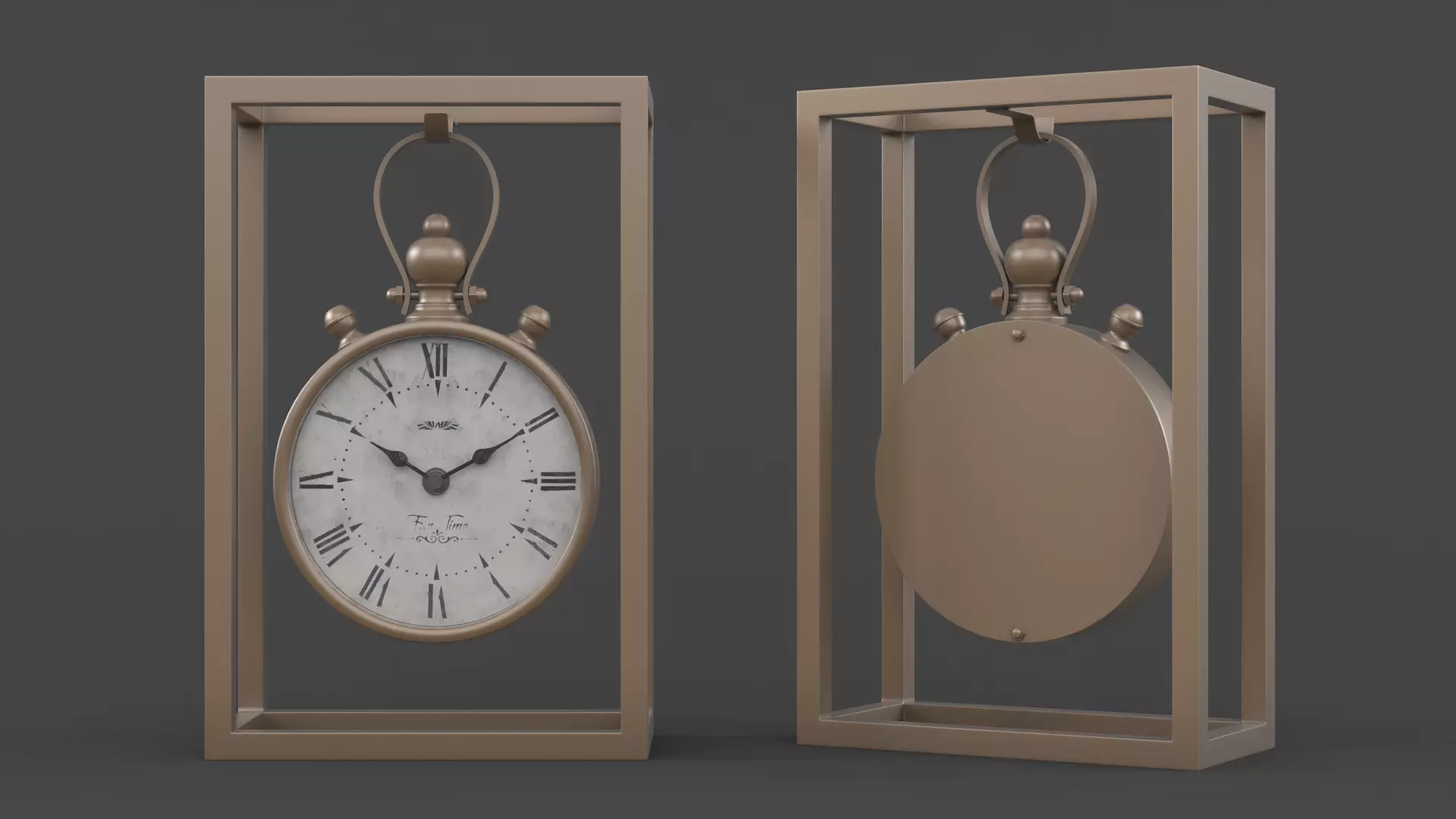 Iron Table Clock 3D model_0