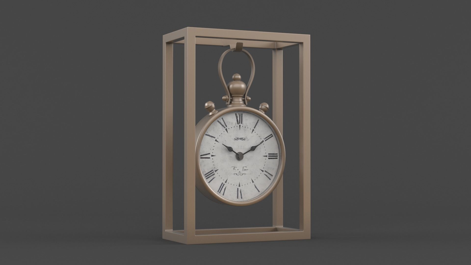 Iron Table Clock 3D model_4