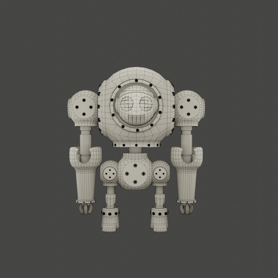 Old Robot Low-poly 3D model_5