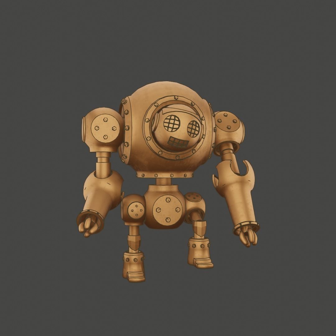 Old Robot Low-poly 3D model_2