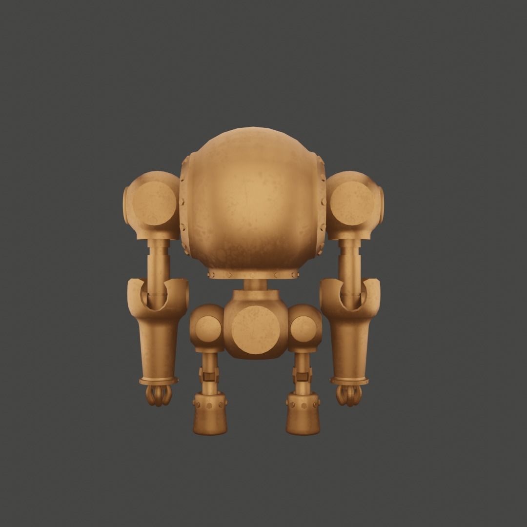 Old Robot Low-poly 3D model_1