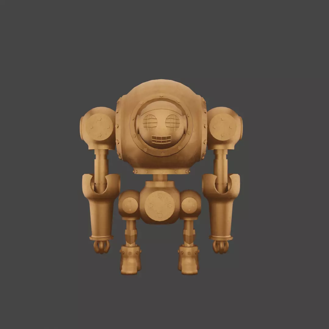 Old Robot Low-poly 3D model_0
