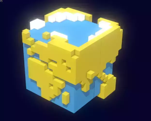 Earth in Voxels - Cube  globe
