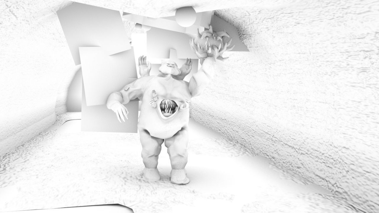 Clay monster  Low-poly 3D model_1