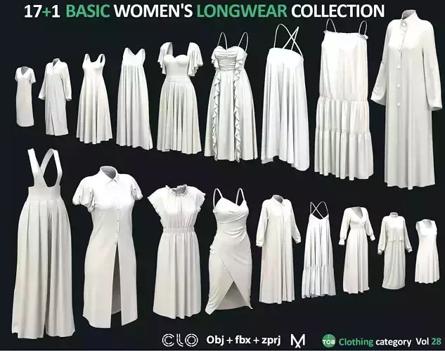 18 Basic Longwear - Marvelous Designer - CLO3D - ZPRJ - OBJ FBX