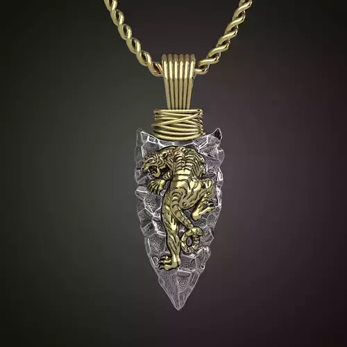 A PENDANT IN THE FORM OF A TIP WITH A TIGER Printable Model