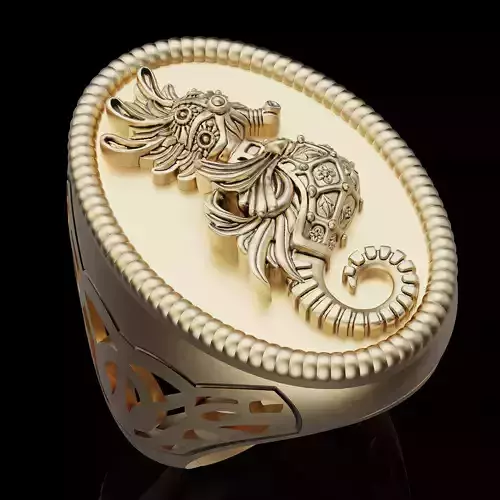 Seahorse  ring silver gold printable jewelry 3D model 3D print model