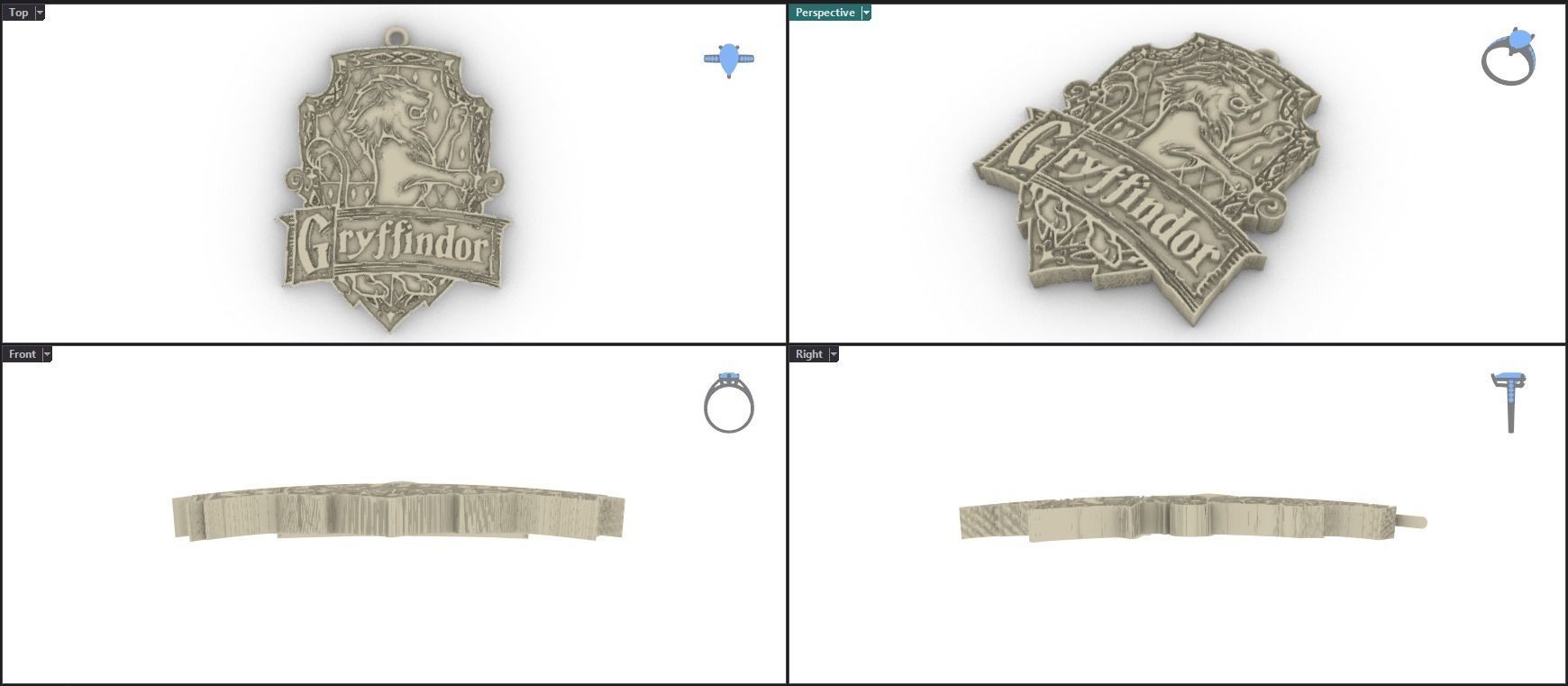 Gryffindor Pendant 3D print model_3
